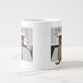 Chocolate Labrador Hund julfireplace Scene Jumbo Mugg