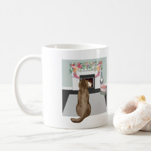 Chocolate Labrador Hund julfireplace Scene Kaffemugg