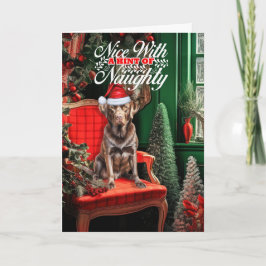 Chocolate Labrador-Hund Naughty eller Nice Helgkort