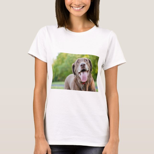 Chocolate Labrador Hund T Shirt (Framsida)