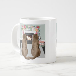 Chocolate Labrador Hundar julgranens eldstad Scene Jumbo Mugg