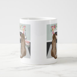 Chocolate Labrador Hundar julgranens eldstad Scene Jumbo Mugg
