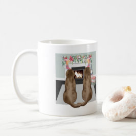 Chocolate Labrador Hundar julgranens eldstad Scene Kaffemugg