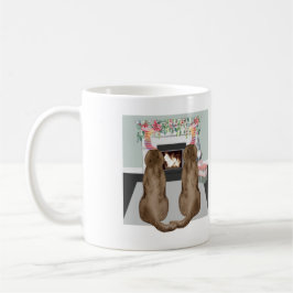 Chocolate Labrador Hundar julgranens eldstad Scene Kaffemugg