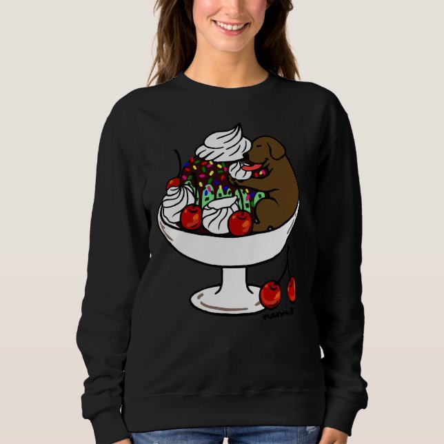 Chocolate Labrador Ice Cream Sundae T Shirt (Framsida)