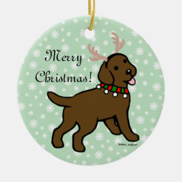 Chocolate Labrador jul Antlers Julgransprydnad Keramik