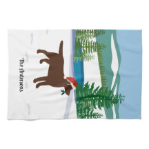 Chocolate Labrador jul Evergreen Santa Hat