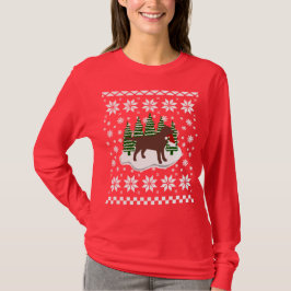 Chocolate Labrador jul Evergreen Snöflingor T Shirt