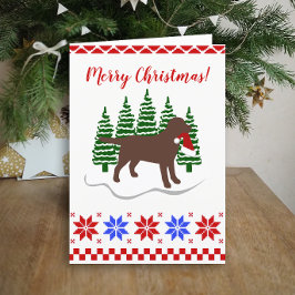 Chocolate Labrador jul Evergreen Träd Helgkort