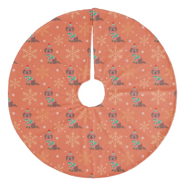 Chocolate Labrador jul mönster Julgransmatta Fleece (Framsidan)