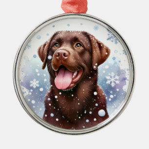 Chocolate Labrador jul Ornament