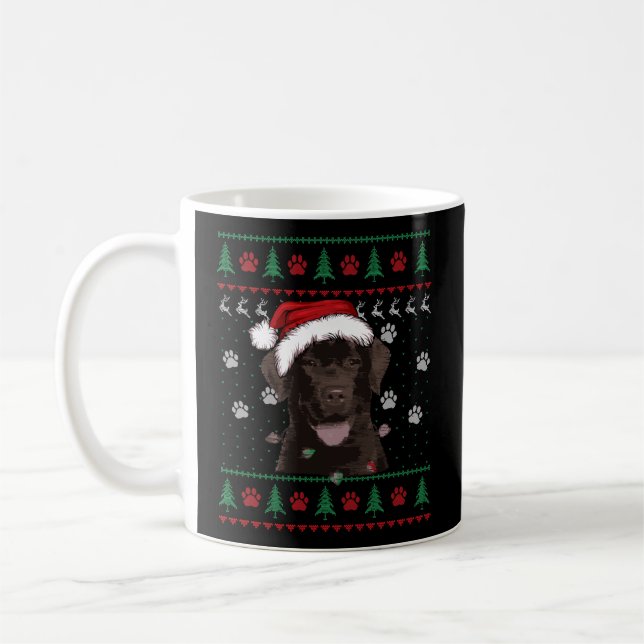 Chocolate Labrador jul Ugly Sweater Lab Hund Kaffemugg (Vänster)