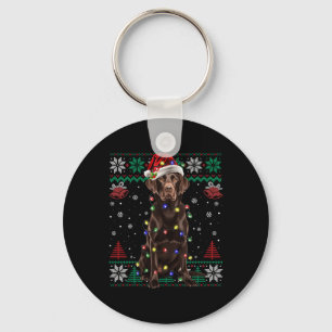 Chocolate Labrador jultomten Ugly Sweater Do Nyckelring