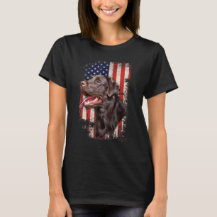 Chocolate Labrador Labs Patriotic American Flagga T Shirt