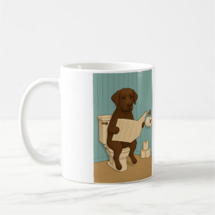 Chocolate Labrador Läs tidningen om Toilet Kaffemugg