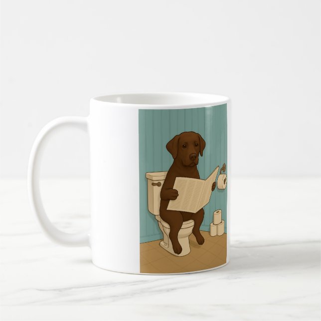 Chocolate Labrador Läs tidningen om Toilet Kaffemugg (Vänster)