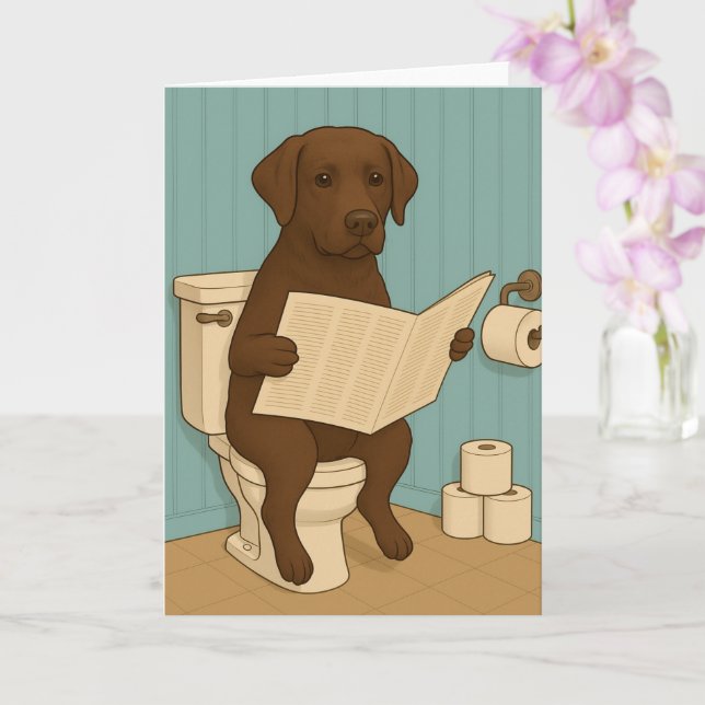 Chocolate Labrador Läs tidningen om Toilet Kort (Orkide)