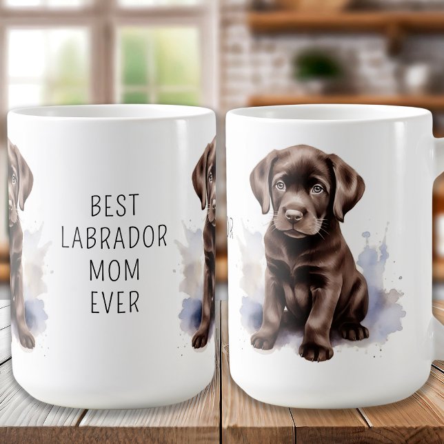 Chocolate LABRADOR MAMMA Cute Puppy Hund älskare Kaffemugg (Skapare uppladdad)