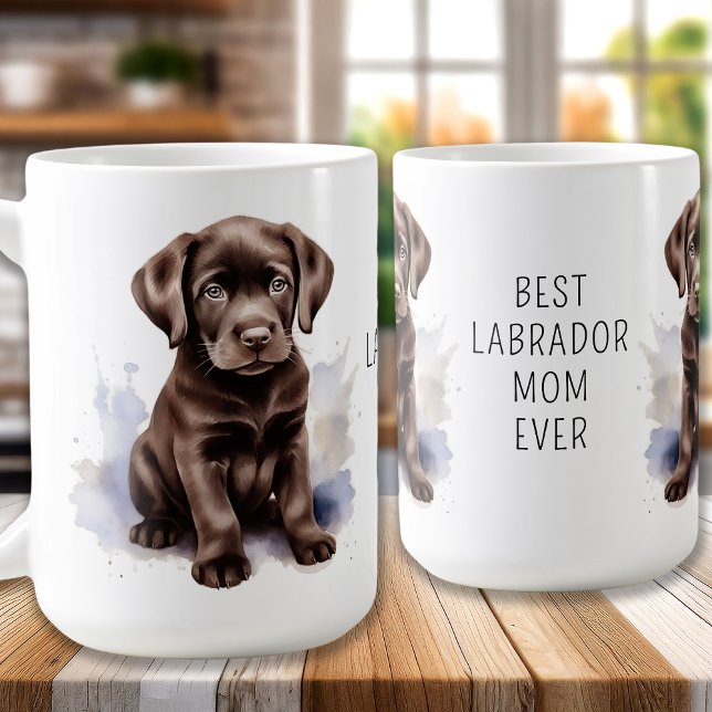 Chocolate LABRADOR MAMMA Hund älskare Cute Puppy Kaffemugg (Skapare uppladdad)