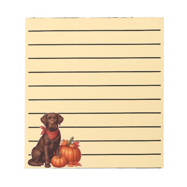 Chocolate Labrador med Red Bandana av Pumpkins Anteckningsblock (Framsida)
