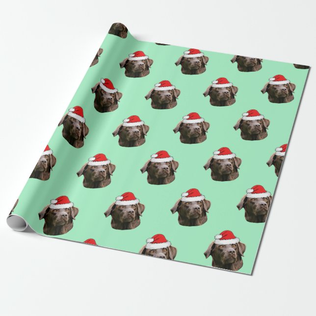 Chocolate Labrador med Santa Hat Presentpapper (Utrullad)