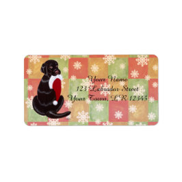 Chocolate Labrador med Santa Hat Snowflake Adressetikett
