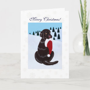 Chocolate Labrador med Santa Hat Snowflake Helgkort