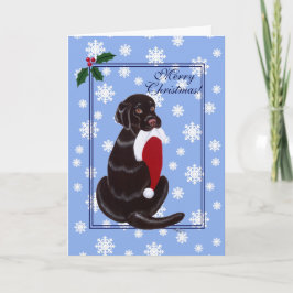 Chocolate Labrador med Santa Hat Snowflake Helgkort