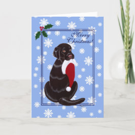 Chocolate Labrador med Santa Hat Snowflake Helgkort