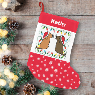 Chocolate Labrador och Fox Red Labour Santas Liten Julstrumpa