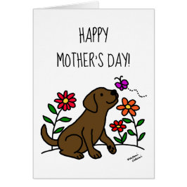 Chocolate Labrador och Grönt Mors dag Hälsningskort