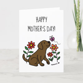 Chocolate Labrador och Grönt Mors dag Kort