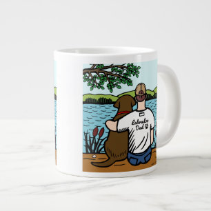 Chocolate Labrador och Pappa Sjö View Jumbo Mugg