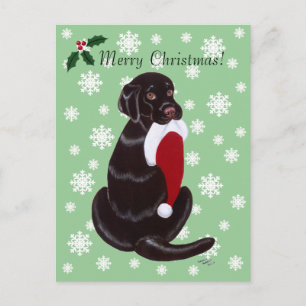 Chocolate Labrador och Santa Hat Snowflake Helg Vykort