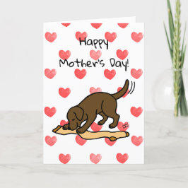 Chocolate Labrador och Stocking Mors dag Kort