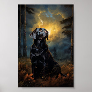 Chocolate labrador på natten poster