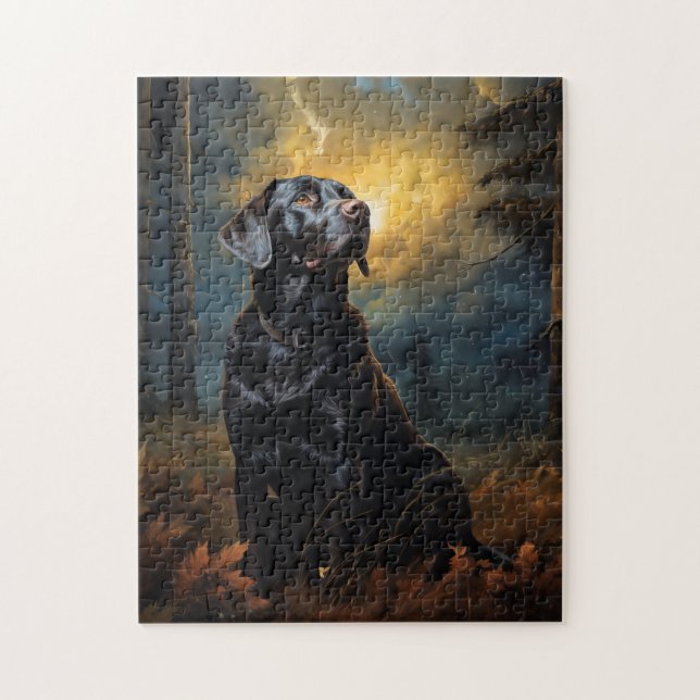 Chocolate labrador på natten pussel (Vertikal)