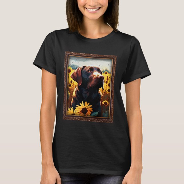 Chocolate Labrador Painting Sunflower Flower Mom W T Shirt (Framsida)