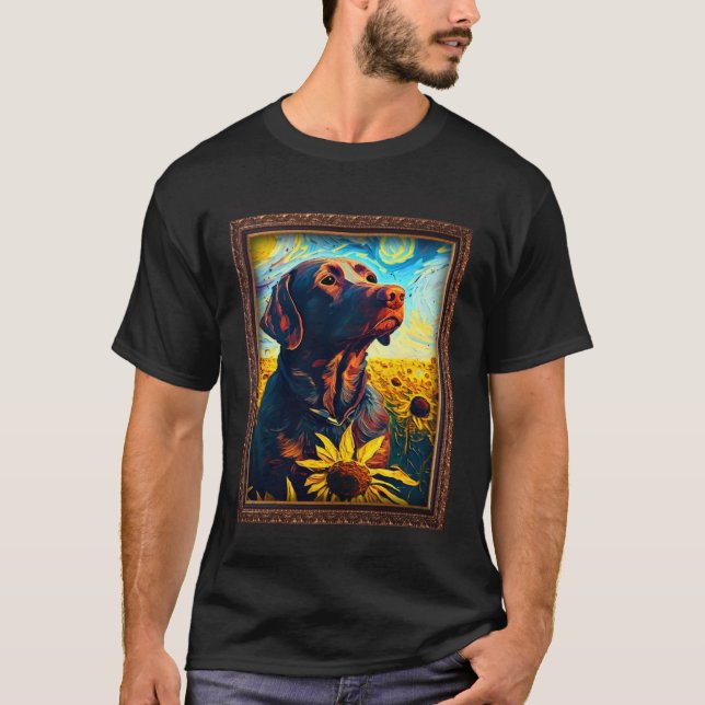 Chocolate Labrador Painting Sunflower Flower Mom W T Shirt (Framsida)