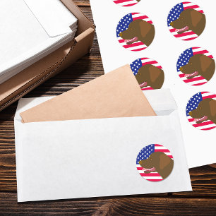 Chocolate Labrador Profile US US Flagga Runt Klistermärke