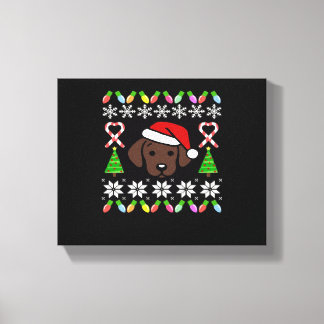 Chocolate Labrador Puppy Christmas Santa Oversized Canvastryck