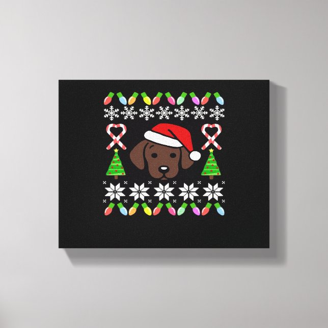 Chocolate Labrador Puppy Christmas Santa Oversized Canvastryck (Framsida)