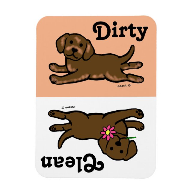 Chocolate Labrador Puppy Clean / Dirty Magnet (Vertikal)