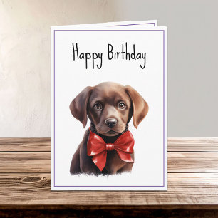 Chocolate Labrador Puppy Hund Birthday Kort