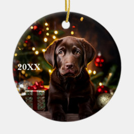 Chocolate Labrador Puppy Hund jul Ornament