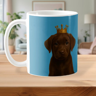 Chocolate Labrador Puppy i Krona Cute Guld Kaffemugg