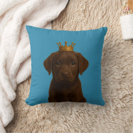 Chocolate Labrador Puppy i Krona Cute Guld Kudde