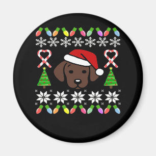Chocolate Labrador Puppy Jultomten Oversized Magnet
