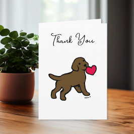 Chocolate Labrador Puppy med ett hjärta Tack Kort