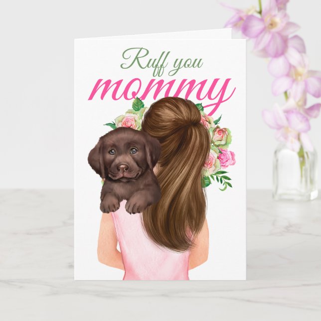 Chocolate Labrador Puppy with Woman Ruff You Mamma Kort (Orkide)